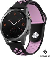 Siliconen Smartwatch bandje - Geschikt voor  Garmin Vivomove HR sport band - zwart/roze - Strap-it Horlogeband / Polsband / Armband