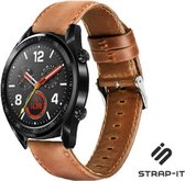 Leer Smartwatch bandje - Geschikt voor  Huawei Watch GT / GT 2 leren bandje - bruin - 42mm - Strap-it Horlogeband / Polsband / Armband