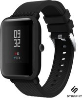 Siliconen Smartwatch bandje - Geschikt voor  Xiaomi Amazfit Bip silicone band - zwart - Strap-it Horlogeband / Polsband / Armband