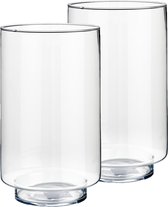 Set van 2x stuks bloemenvazen van glas 18 x 30 cm - Glazen transparante vazen