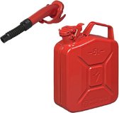 Metalen jerrycan rood voor brandstof 5 liter incl. schenktuit 24 cm
