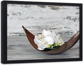 Foto in frame , Orchidee op hout , 120x80cm , Multikleur , Premium print