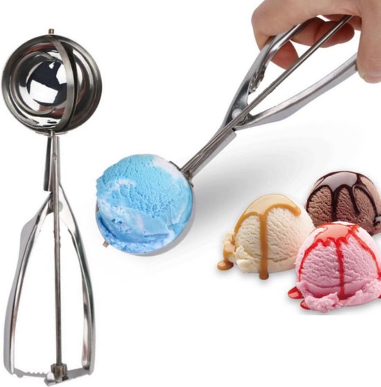 Decopatent® - IJsboltang - Ø6 Cm - Rvs Ijsschep voor Ijsbollen - Portioneerlepel - Oliebollenlepel - Oliebollen tang - ijsschepper