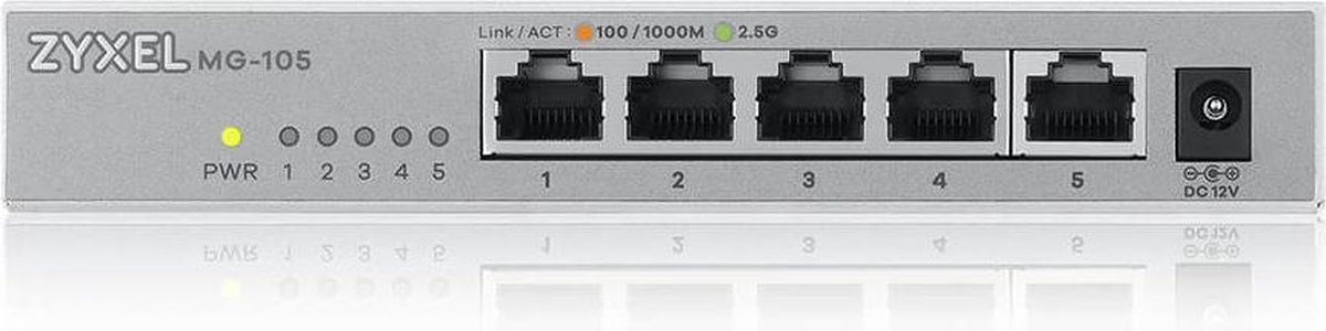Zyxel MG-105 Unmanaged 2.5G Ethernet (100/1000/2500) Staal