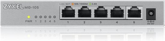 Zyxel - MG-105 - 5-Poort 2.5G Multi-Gigabit Unmanaged Switch - Thuis Entertainment - SOHO Netwerk