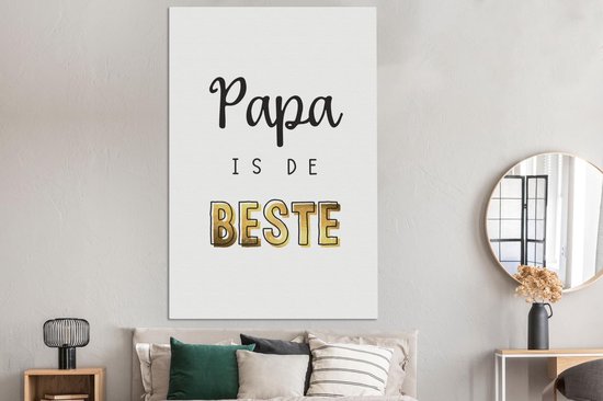 Toile Peinture Cadeau Mari - Vaderdag - Citation - 120x180 cm - Décoration murale XXL