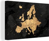 Peinture sur toile Carte - Europe - Or - 30x20 cm - Décoration murale