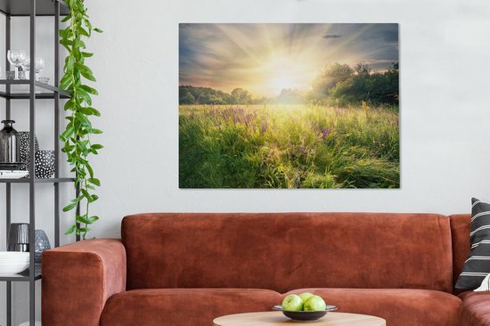 Peintures sur Toile Fleurs - Soleil - Printemps - 120x90 cm - Décoration murale