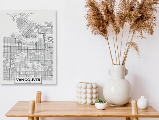 Toile Peintures Carte - Vancouver - Canada - Simple - 30x40 cm - Décoration murale
