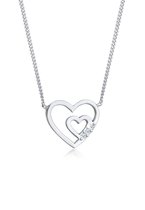 Collier pour femme Elli Pendentif coeur pour femme Amour ouvert avec Diamant (0,045 ct.) en Argent sterling 925