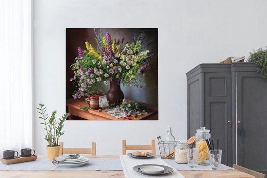 Toile Peinture Fleurs - Tableau - Nature Morte - 160x120 cm - Décoration murale XXL