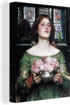 Canvas Schilderij Gather ye rosebuds while ye may - schilderij van John William Waterhouse - 60x80 cm - Wanddecoratie