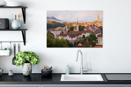 Rayons de soleil sur la ville de Berne 90x60 cm - Tirage photo sur toile (Décoration murale salon / chambre) / Villes européennes Peintures sur toile
