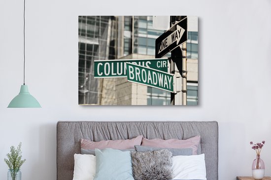 Image d'un panneau de signalisation de Broadway 160x120 cm - Tirage photo sur toile (Décoration murale salon / chambre) XXL / Groot format!