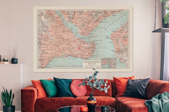 Peintures sur Toile - Vintage - Carte - Couleurs - 150x100 cm - Décoration murale