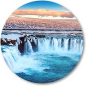 Godafoss waterval - IJsland - Muurcirkel 30cm - Wandcirkel voor buiten - Aluminium Dibond - Natuur - Landschap