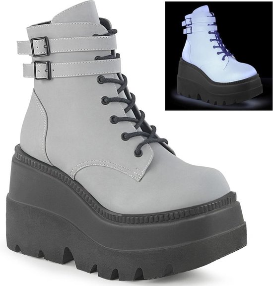 Demonia Plateau Laarzen Shoes- SHAKER-52 US Grijs/Zwart