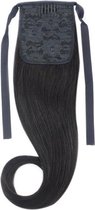 Remy Human Hair Extensions Ponytail straight zwart 1B#