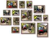 HAES DECO - Collage set met 14 houten fotolijsten Paris bruin voor foto's formaat 10x15, 13x18, 15x20, 20x30, 30x30 en 30x40 - SP001905-14