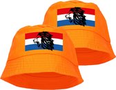 3x stuks oranje supporter vissershoedje - Nederlandse vlag en leeuw - Holland - EK / WK fans - Koningsdag