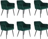 Bronx71® Velvet eetkamerstoel Fiona donkergroen - Eetkamerstoelen set van 6