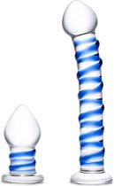 Glas - Double Penetration Glass Swirly Dildo & Butt Plug Set 2 st.