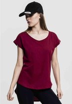 Urban Classics Dames Tshirt -L- Long Back Shaped Slub Rood