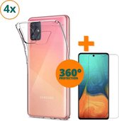 Fooniq Silicone Hoesje Transparant 4 + Screenprotector 4x - Geschikt Voor Samsung Galaxy A71