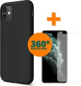 Fooniq Silicone Hoesje Zwart + Screenprotector - Geschikt Voor Apple iPhone 11