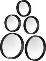 Spiegel Set - Torna Vivo - 25x25 - 5 Stuks Hangspiegels in Frame - Zwart