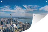 Tuindecoratie Luchtfoto van Toronto met uitzicht op het Ontariomeer in Canada - 60x40 cm - Tuinposter - Tuindoek - Buitenposter