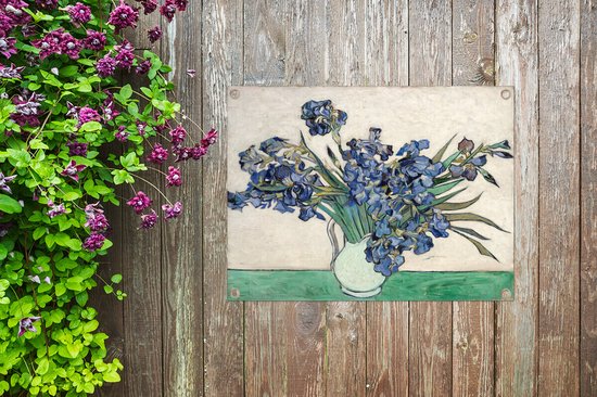 Affiche de jardin Vincent van Gogh 2 - Nature morte aux iris - Peinture de Vincent van Gogh Affiche de jardin toile lâche 40x30 cm - Toile de jardin/Toile d'extérieur/ Peintures pour l'extérieur (décoration de jardin)