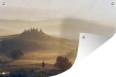 Muurdecoratie Toscane - Mist - Zon - 180x120 cm - Tuinposter - Tuindoek - Buitenposter
