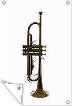 Tuindecoratie Een trompet tegen een witte achtergrond - 40x60 cm - Tuinposter - Tuindoek - Buitenposter