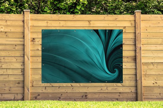 Fond aux couleurs d'une affiche de jardin plume de paon 180x120 cm - Toile de jardin / Toile d'extérieur / Peintures d'extérieur (décoration de jardin) XXL / Groot format!