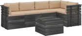 Medina 6-delige Loungeset met kussens pallet massief grenenhout