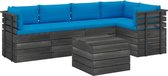 Medina 6-delige Loungeset met kussens pallet massief grenenhout