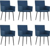 Medina Eetkamerstoelen met armleuningen 6 st stof blauw