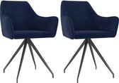 Medina Eetkamerstoelen 2 st fluweel blauw