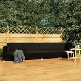 Medina 4-delige Loungeset met kussens poly rattan zwart