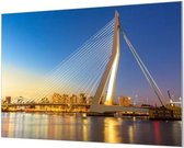 Wandpaneel Erasmusbrug Rotterdam  | 150 x 100  CM | Zilver frame | Wand-beugels (27 mm)
