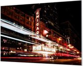 Wandpaneel Chicago Nights  | 120 x 80  CM | Zilver frame | Akoestisch (50mm)