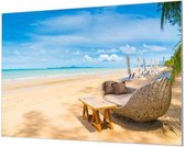 Wandpaneel Vakantie aan zee  | 100 x 70  CM | Zwart frame | Wand-beugels (27 mm)