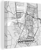 Tableau sur Toile City Map - Oosterhout - Grijs - Wit - 50x50 cm - Décoration murale - Carte