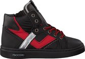 Pinocchio P1174 Hoge sneakers - Leren Sneaker - Jongens - Zwart - Maat 24