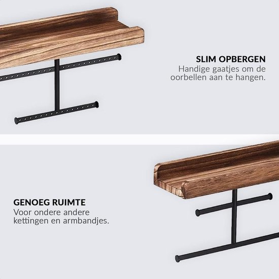 Confibel Sieraden Organizer - Sieradenrek - Set van 2 Planken - Organizer voor Sieraden/Armbanden/Ringen/Kettingen  - 30x19x10CM - Confibel