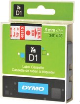 DYMO originele D1 labels | Rode Tekst op Wit Label | 9 mm x 7 m | zelfklevende etiketten voor de LabelManager labelprinter | gemaakt in Europa