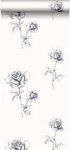 ESTAhome behang rozen blauw - 127610 - 53 cm x 10,05 m