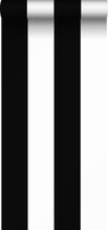 Sanders & Sanders behang brede streep zwart en wit - 935221 - 53 cm x 10,05 m