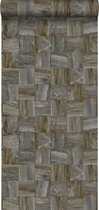 Origin eco texture vlies behang sloophout motief donkerbruin - 347519 - 53 cm x 10.05 m